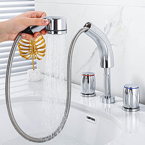 Robinet de lavabo à 3 trous mitigeur noir mat en laiton pour salle de bains moderne