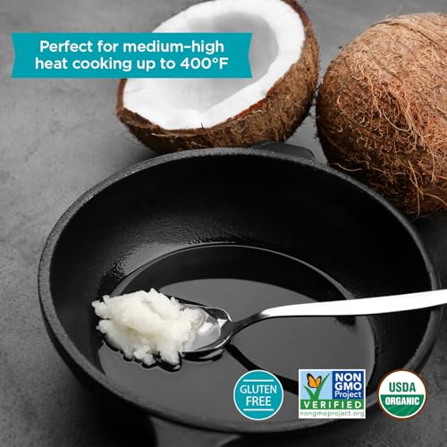 Image of Carrington Farms Organic Refined Coconut Oil, 1 Gallon, Cold-Pressed, Non-GMO, Gluten-Free, Perfect for Cooking, Baking, Skin Care, Hair Oil, MCTs, 128 fl oz - Nutrient-Rich, No Trans Fats