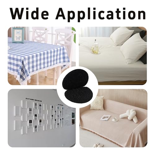 Image of 30 Pairs 1.5 Inch Round Hook and Loop Dots, Double Sided Self Adhesive Tape, Black Nylon Sticky Fasteners for Home, Office, Wall Decor, Carpet Gripper, DIY Projects