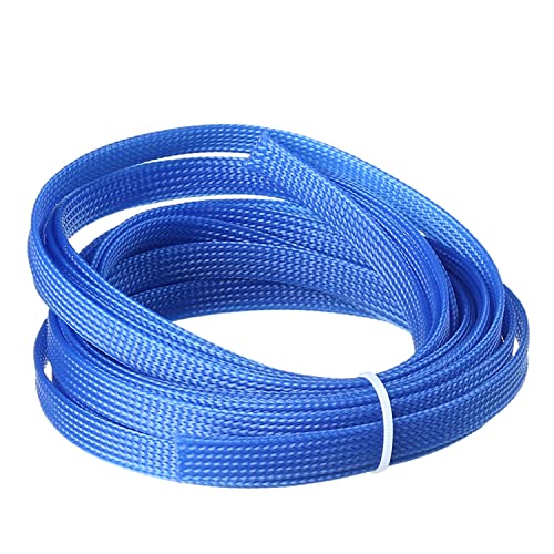 Othmro 幅10mm 長さ5m 青 1個入り 編組スリーブ 編組チューブ RoHS認証 PET ポリエチレンテレフタレート材質 ポリエステル編組スリーブ ケーブル被覆用