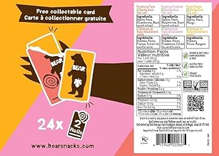 BEAR Fruit Rolls NEW Variety Pack - Strawberry, Mango & Raspberry - Real Fruit Snacks for Kids - 100% Natural Ingredients - No Added Sugar - Gluten Free - Vegan - Non-GMO - Healthy Lunchbox - 24 count