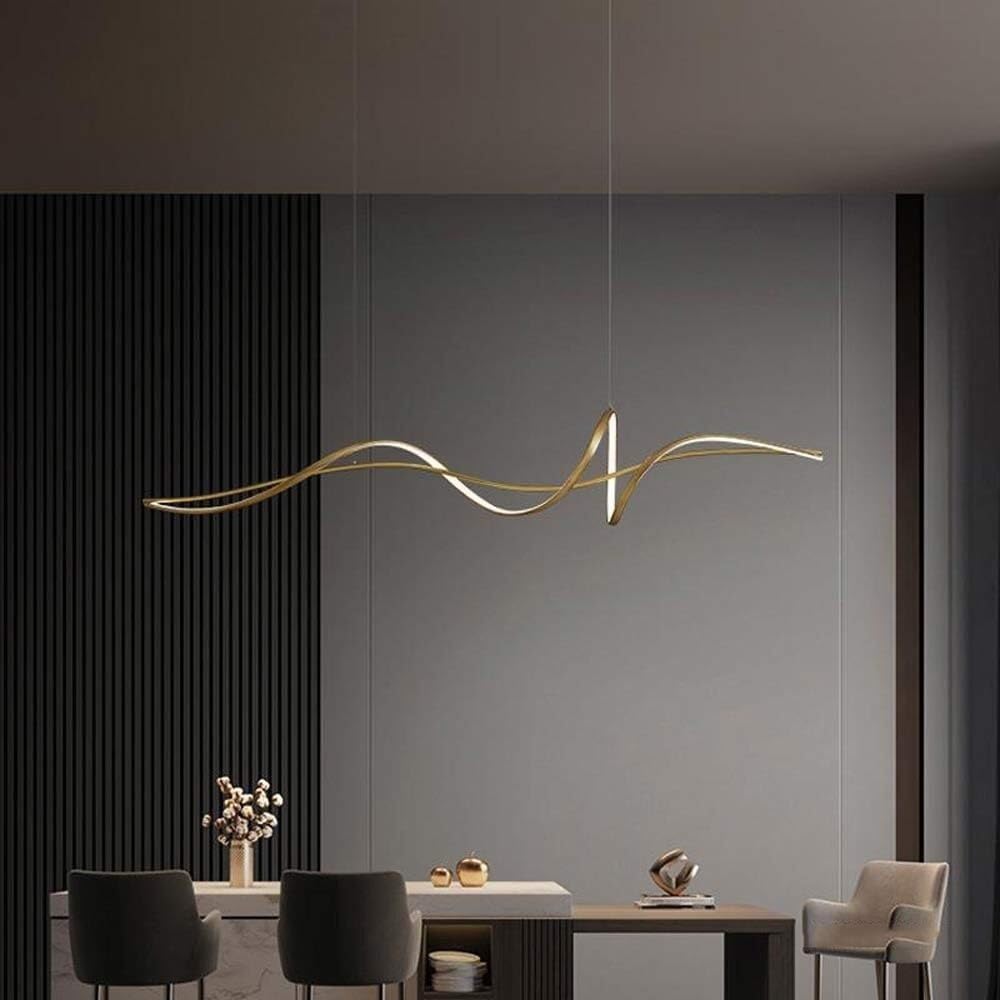 Lampadario , Lampada a sospensione lineare a LED in rame semplice nordico Lampada da tavolo a LED Lampada da pranzo lineare Luci da isola for sala da pranzo Cucina Isola Ufficio (dimensioni : 140cm) (