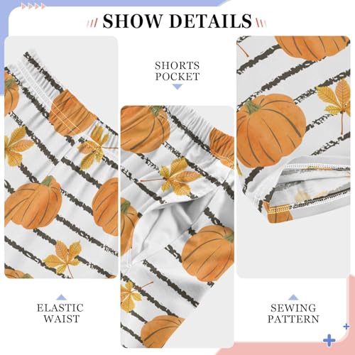 Boys' Pants Pumpkins with Black Stripes Maple Leaf Long Bottoms Jogger Pants Elastic Waist Trousers with Pockets S-XL4