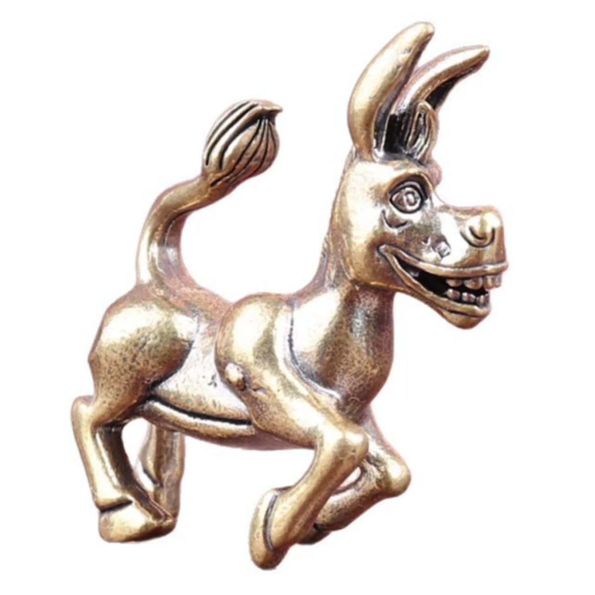 JTDZ Antique Donkey Cub Figurine Pure Copper Small Statue Animal Sculptures Desktop Tea Pet Ornament for Home Office Garden Display Decor