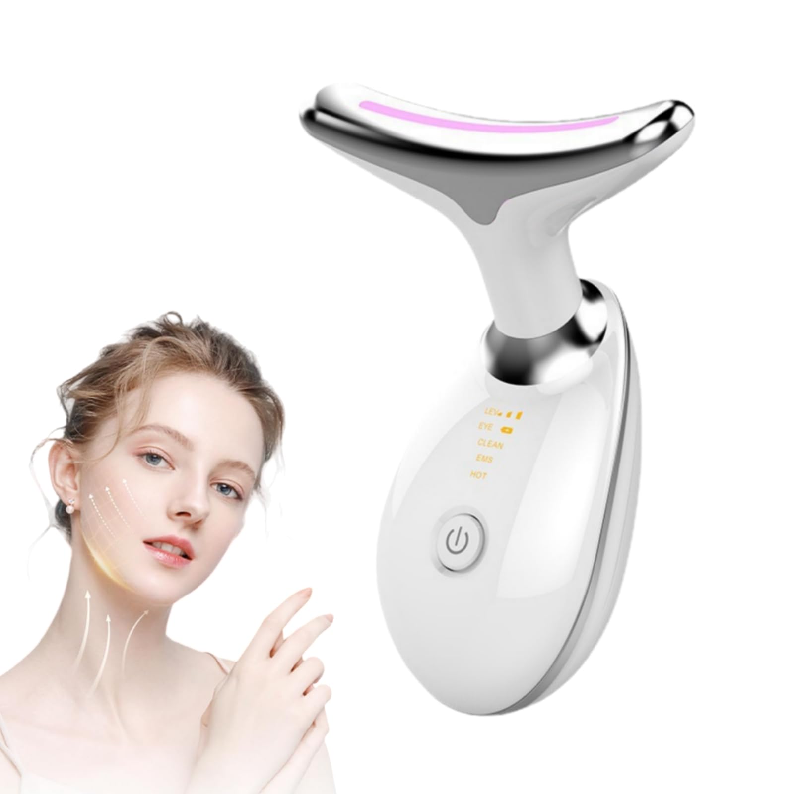 Skinova Beauty - Lumi Beauty 7 En 1 Appareil De Beauté Visage Anti-Âge, Chauffable 45°C Guasha Pour Visage Instrument, Double Menton Raffermissant et Liftant (Blanc)