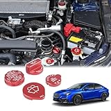 Tumukiw 4PCS Engine Cap Set - Oil, Radiator, Washer, Brake Fluid Caps for Subaru WRX 2022-2023 (Aluminium Alloy, Red)