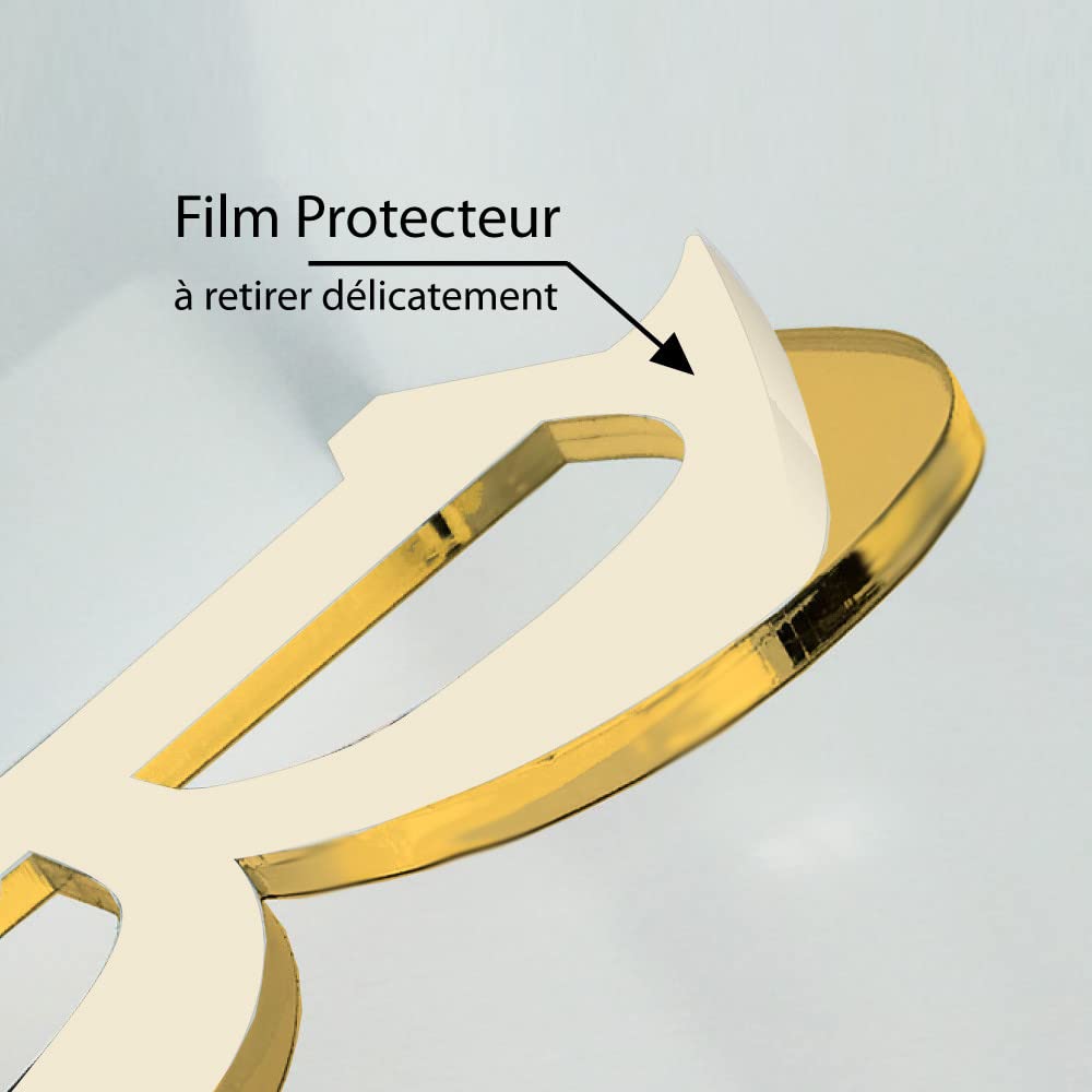 Adzif.biz Le sticker de decoration - Lettre Miroir Or Décorative Plexigglas. Lettrage Or Adhésif Plastique. Lettre Autocollante pour Prénom, Décoration Mariage, Enseigne