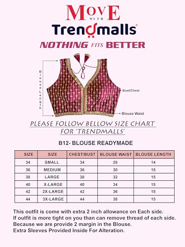 Image of TRENDMALLS Women's Dhupion Silk Embroidery Sequence Work V Neck Sleeveless Blouse Choli Stylish Saree Blouse Ready to Wear