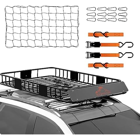 RoofPax Universal Car Roof Rack Basket - Spacious Cargo Carrier for Car Camping, Road Trips, and Outdoor Adventures, Heavy-Duty Roof Rack Cargo Basket, Extra Storage for Luggage and Gear Fits SUVs Cover