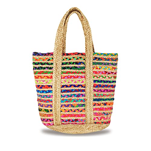 Banzaii Bolsa de verano para mujer, bolso bandolera colorido, bolso de hombro bohemio de paja para el mar, tejido a mano Pag