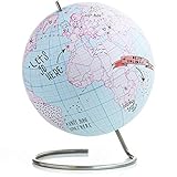 Globo terráqueo de papel cuadriculado personalizable para garabatear tus viajes