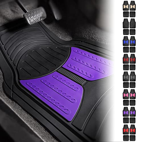 Fh Group Automotive Floor Mats Purple Climaproof For All Weather Protection Universal Fit Heavy Duty Rubber Fits Most Cars, Suvs, And Trucks, Full Set Trim To Fit Purple #TOP5