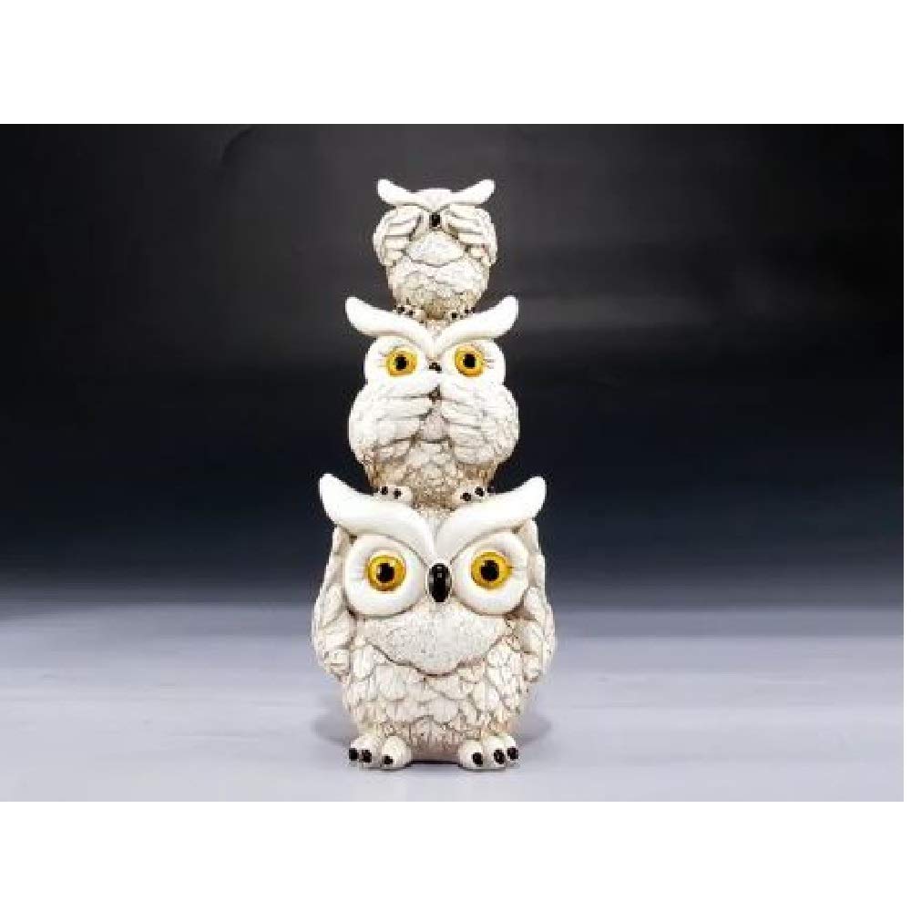 EverspringImport Company See Speak and Hear No Evil White Owls Stacked Figurine New