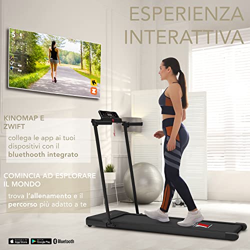 YM Elektrischer Laufband, zusammenklappbar, 10 km/h, extra groß (42 cm), italienische Marke, verstärkter Rahmen, Kinomap… – Bild 5