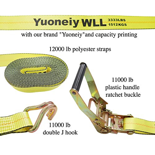 Yuoneiy Ratchet Strap Tie Down (4Pk) 2” X 30” X 10000 Lbs J Hook Heavy Duty Tie-Down Straps Ratchet For Truck, Container, Atv, Utv, Trailer #TOP4