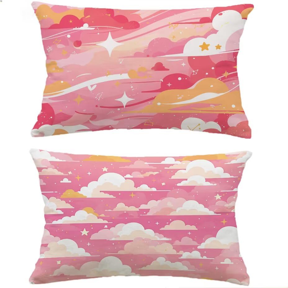 Housse de Coussin Extérieur 60x80 cm Lot de 2 Impermeable Rose
