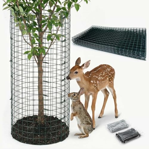 FTLKIBMD 8 Pack Extra Tall Plant Protectors from Animals 12x24 Wire Garden Cages for Large Plants Shrubs 2mm Heavy Duty Metal Mesh Guard for Deer Rabbits Reusable Garden Protection with Stakes