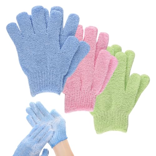 Anei 6 guantes exfoliantes de cuerpo y mano, guantes de ducha de bambú, elimina el cabello encarnado y la piel muerta, para ducha, masaje y removedor de células muertas, lufa Verde
