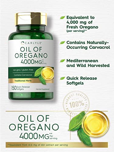 Carlyle Oregano Oil | Max Potency | 150 Softgel Capsules | Non-Gmo And Gluten Free Formula | Contains Carvacrol | Traditional Herb Extract Supplement #TOP2