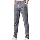 LFEOOST Golf Pants Men Casual Tapered Joggers Lightweight Elastic Waist Drawstring Hiking Travel Dress Work Pants with Pocket
