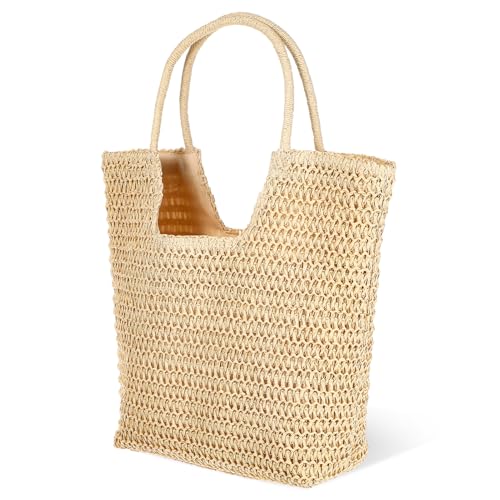 Fourre-tout élégant Holibanna sac en paille tissée haut de gamme femme