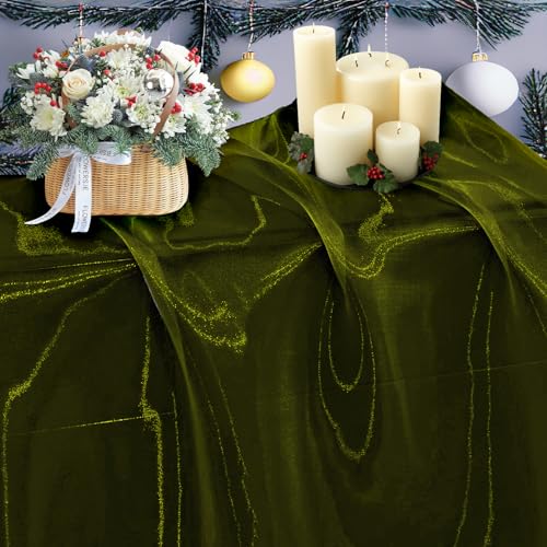Image of MDS MDS Pack of 20 Yard Bridal Solid Sheer Organza Fabric Bolt for Wedding Dress ,Fashion, Crafts, Decorations Silky Shiny Organza 44aa‚¬- Olive Green