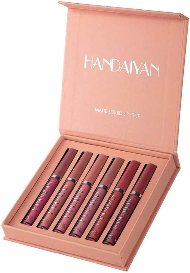 6 Colours Velvet Matte Non-Stick Lip Gloss Makeup Kit with Gift Box, BEEXY Long Lasting Waterproof Liquid Lipstick Set Lip Cosmetics (Color B)