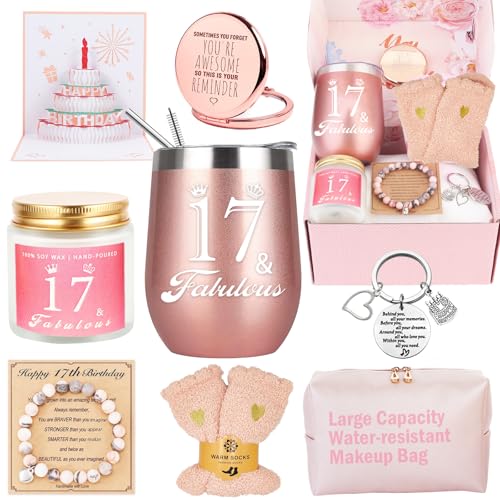 17th Birthday Gifts For Girls, Happy 17th 17 Year Old Girl Birthday Basket Gifts Box for Women Best Friends Female Daughter Sister Her Girlfriend Coworker Bestie Birthday Unique