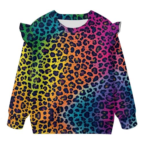 Sweatshirt for Girls 1-8 Ruffle Long Sleeve Sweaters Novelty Graphic Shirt Crewneck Pullover Top Outfits4