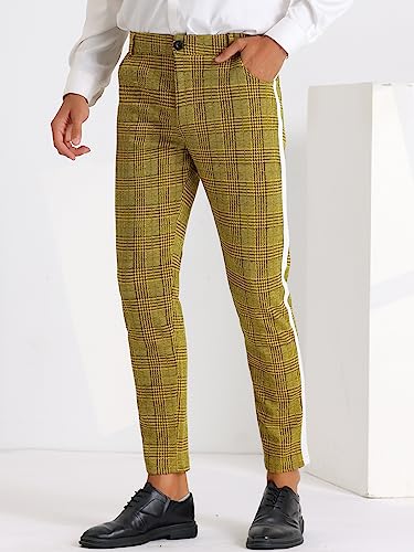 Lars Amadeus Houndstooth Dress Pants for Men's Contrast Color Checked Flat Front Plaid Formal Pants2