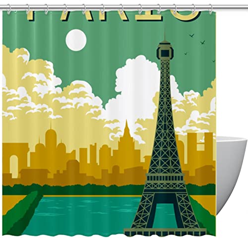 Rideau de douche imperméable Tour Eiffel grand format 183cm - 2