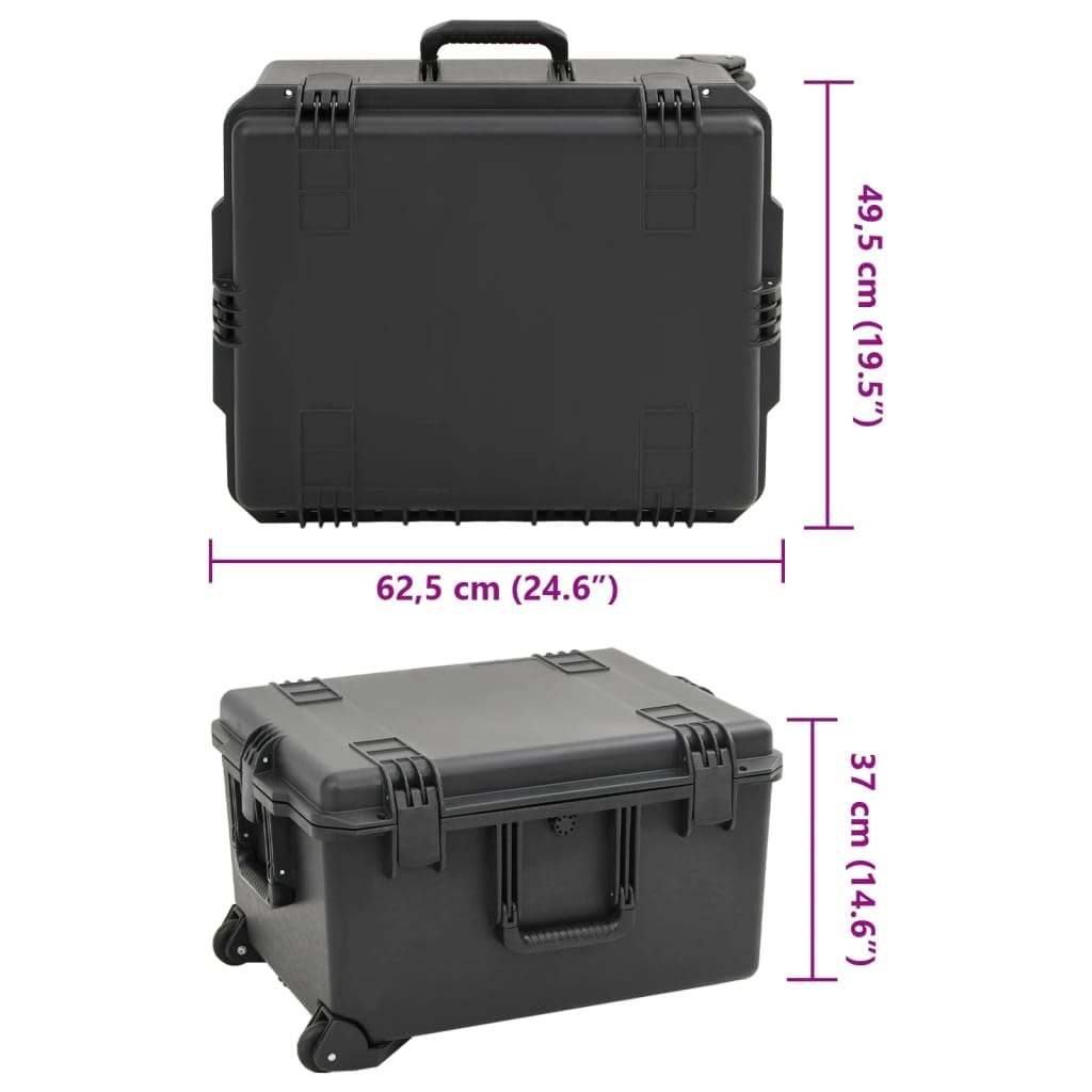 Tomostar Fotokoffer, Hartschalenkoffer für den Außenbereich, Transportkoffer, Schutztasche, tragbar, Schwarz, 62,5 x 49,5 x 37 cm, PP