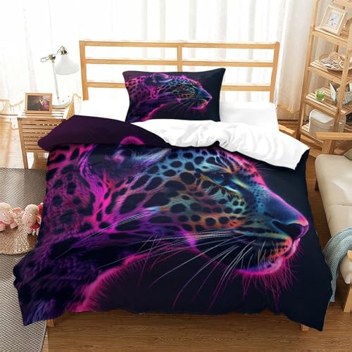 Housse de couette léopard 135x200 lit simple sauvage 3D