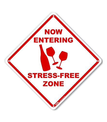Panneau aluminium Stress-Free Zone blanc et rouge 25x25 cm