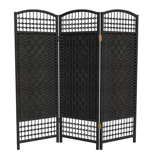 4 ft. Short Fiber Weave Folding Screen - Black -