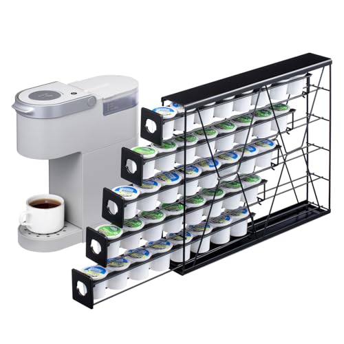 Image of FlagShip 5-Tier Corner Coffee Pod Organizer for K Cup - 40 Capsules Metal Storage, Space-Saving Kitchen Countertop Rack Wall Mountable