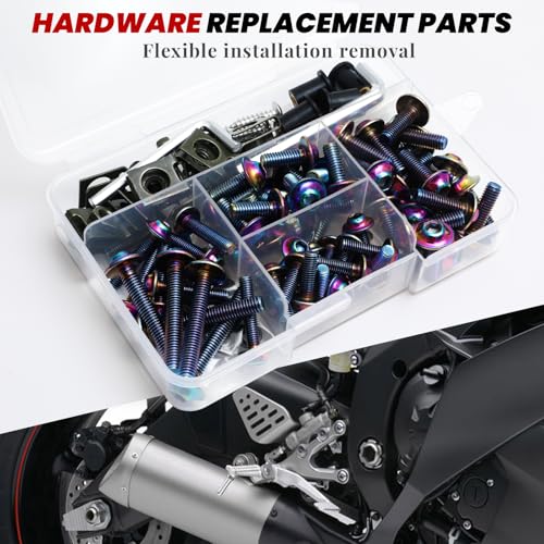 Image of M5 M6 Stainless Steel Motorcycle Fairing Bolts, 177Pcs | Windscreen Screws, Fastener Clips, High Strength, Universal Fit for Sportbike Kawasaki Suzuki Honda Yamaha BMW Ducati GSXR