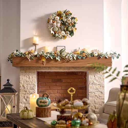 Valery Madelyn 20'' Farmhouse Fall Wreath with Lights & Pumpkins - Image 2