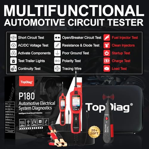 Circuit Breaker Finder Tool, Battery Tester, AC DC Voltage Tester, Fuel Injector Tester, 9V-30V Automotive Circuit Tester with 40FT Cable, P180