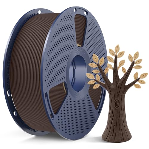 Image of SUNLU Wood PLA Filament 1.75mm, Real Wood Fiber 3D Printer Filament, Natural Wood Texture & Scent, Clog-Free, Dimensional Accuracy + /- 0.02mm, 1kg Spool (2.2lbs), Fit Bambu Lab Printer, Walnut