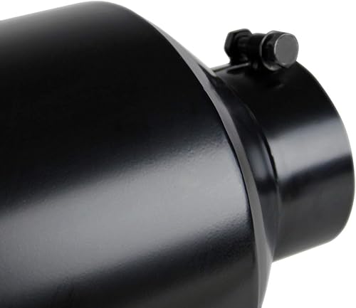 Miniatura 8 de Carpartsinnovate Punta de escape diésel con ángulo de borde enrollado recubierto negro, entrada de 4 pulgadas, salida de 6 pulgadas, 15 pulgadas de