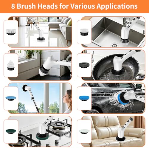 Image of Electric Spin Scrubber for Cleaning Bathroom,Cordless Power Shower Scrubber - Electric Cleaning Brush for Tile Tub Bathtub Kitchen Wall Cleaning