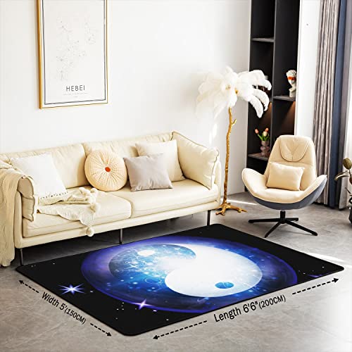 Loussiesd Boho Yin Yang Rugs for Living Room Bedroom Non Slip Area Rug Kids Women Men Universe Galaxy Carpet Area Rug Carpet for Kitchen Laundry Entryway Rug Mats 150 * 200cm - Image 3