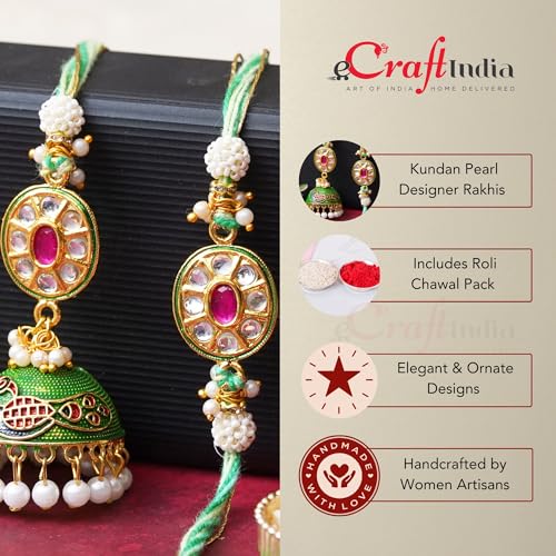 Image of eCraftIndia Set of 2 Multicolor Panda and Elephant Kids Rakhis with Roli Chawal Pack