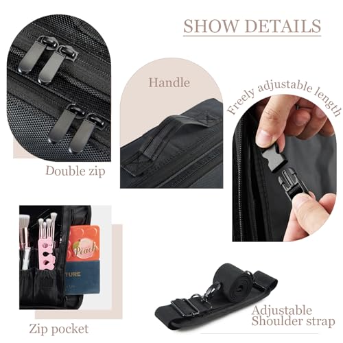 Make up Koffer Kosmetikkoffer Make up Tasche Groß Kosmetiktasche Schminktasche Schminkkoffer Make up Organizer Make up Bag Beauty Case Friseurtasche,Schwarz