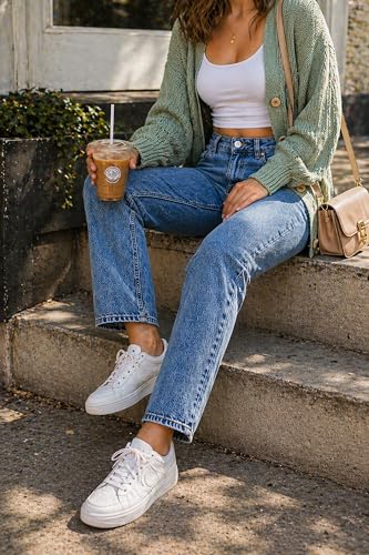 Image of London Hills High Waist Jeans for Woman | Straight Jeans for Women | Stylish Relaxed Fit Blue Denim Jins Pant for Women & Girls | Classic Non-Distressed Denim