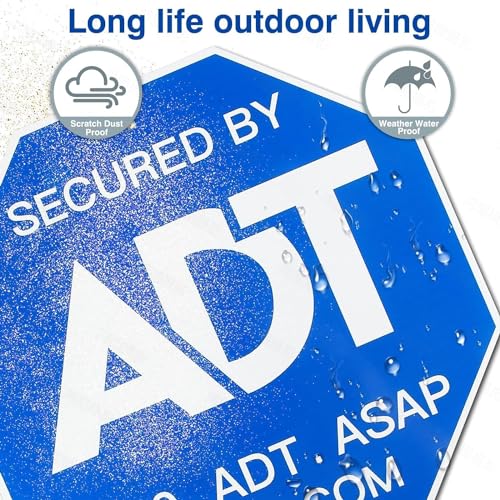 ADT Security Signs(28IN All aluminum), Metal Yard Sign with Stake,Heavy Duty Weather Resistance Sign