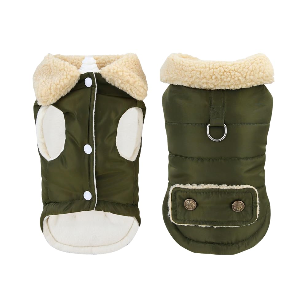 MOTTDAM Winter Coat - Soft Fleece Lined Jacket, Windproof Vest, Waterproof Warm Clothes for Small Medium Large Dogs (X-Large, Dark Green) — image 1