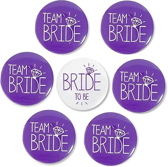 Team Bridge Button Badges | Wedding Party Team Bride Tinplate Badge Pin Set - Bridesmaid Group, Bachelorette Party Favors (Pack of 7)
