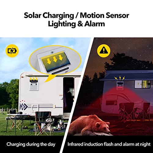 Solar Alarm With Motion Detector,Outdoor Farm Anti-Theft Infrared Wireless Induction.sound And Light Alarm, High Volume,3 Working Modes To Switch,Security Solar Lamp For Farm ,Barn,Villa,Yard,Garden #TOP4